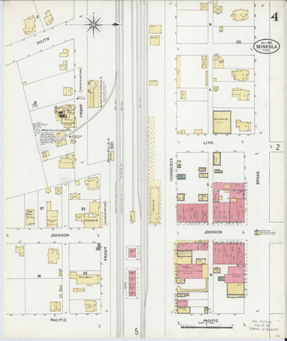 Sanborn Fire Insurance Map from Mineola, Wood County, Texas (1906), Sheet #0004 - Complete Map Set gallery image, historic Sanborn map, vintage wall art, Texas Texas