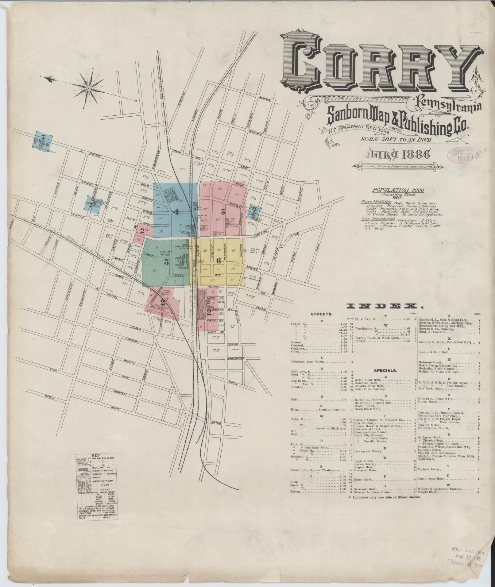Sanborn Fire Insurance Map from Corry, Erie County, Pennsylvania. (1886) – Historic Sanborn Fire Insurance Map Print