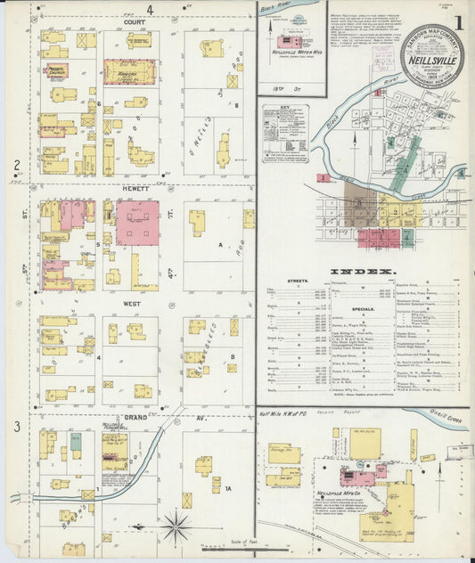 Sanborn Fire Insurance Map from Neillsville, Clark County, Wisconsin (1903), Sheet #0001 - Complete Map Set gallery image, historic Sanborn map, vintage wall art, Wisconsin Wisconsin