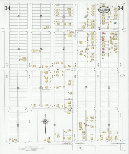 Sanborn Fire Insurance Map from Decatur, Morgan County, Alabama (1927), Sheet #0034 - Complete Map Set gallery image, historic Sanborn map, vintage wall art, Alabama Alabama
