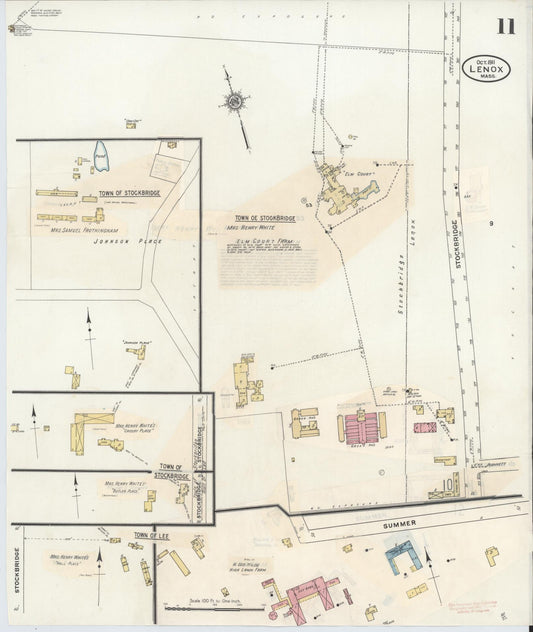 Sanborn Fire Insurance Map from Lenox, Berkshire County, Massachusetts (1939), Sheet #0011 - Historic Sanborn Fire Insurance Map Print, vintage old map wall art, antique decor, genealogy gift, Massachusetts Massachusetts map