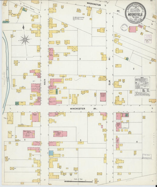 Sanborn Fire Insurance Map from Moorefield, Hardy County, West Virginia (1902), Sheet #0001 - Historic Sanborn Fire Insurance Map Print, vintage old map wall art, antique decor, genealogy gift, West Virginia West Virginia map