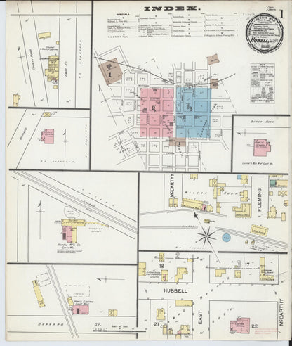 Sanborn Fire Insurance Map from Howell, Livingston County, Michigan (1892), Sheet #0001 - Historic Sanborn Fire Insurance Map Print, vintage old map wall art, antique decor, genealogy gift, Michigan Michigan map