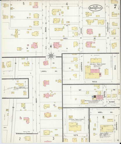 Sanborn Fire Insurance Map from Madisonville, Hopkins County, Kentucky (1906), Sheet #0007 - Complete Map Set gallery image, historic Sanborn map, vintage wall art, Kentucky Kentucky