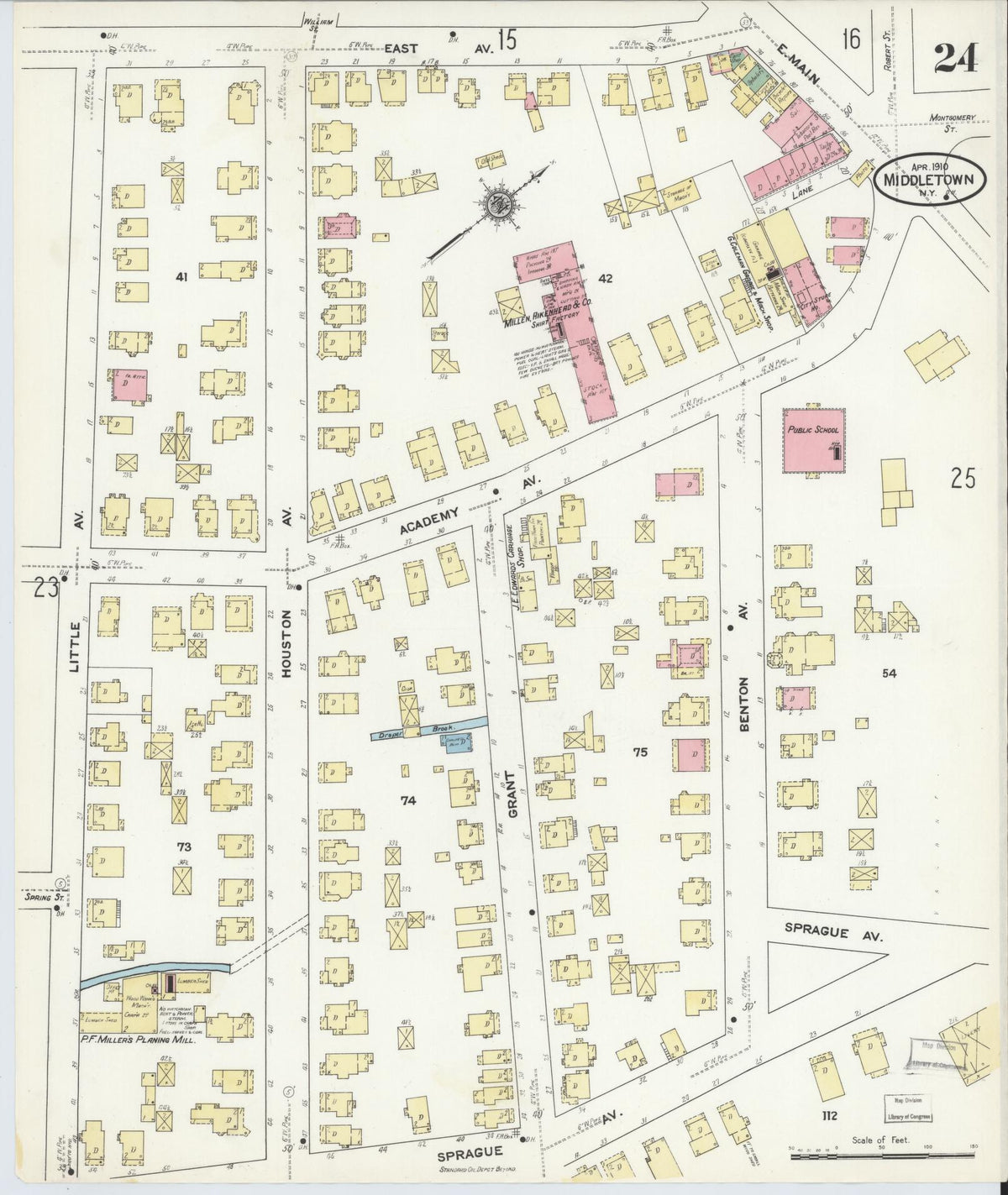 Sanborn Fire Insurance Map from Middletown, Orange County, New York (1910), Sheet #0024 - Complete Map Set gallery image, historic Sanborn map, vintage wall art, New York New York