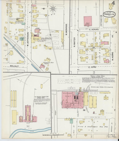 Sanborn Fire Insurance Map from Franklin, Johnson County, Indiana (1892), Sheet #0004 - Complete Map Set gallery image, historic Sanborn map, vintage wall art, Indiana Indiana