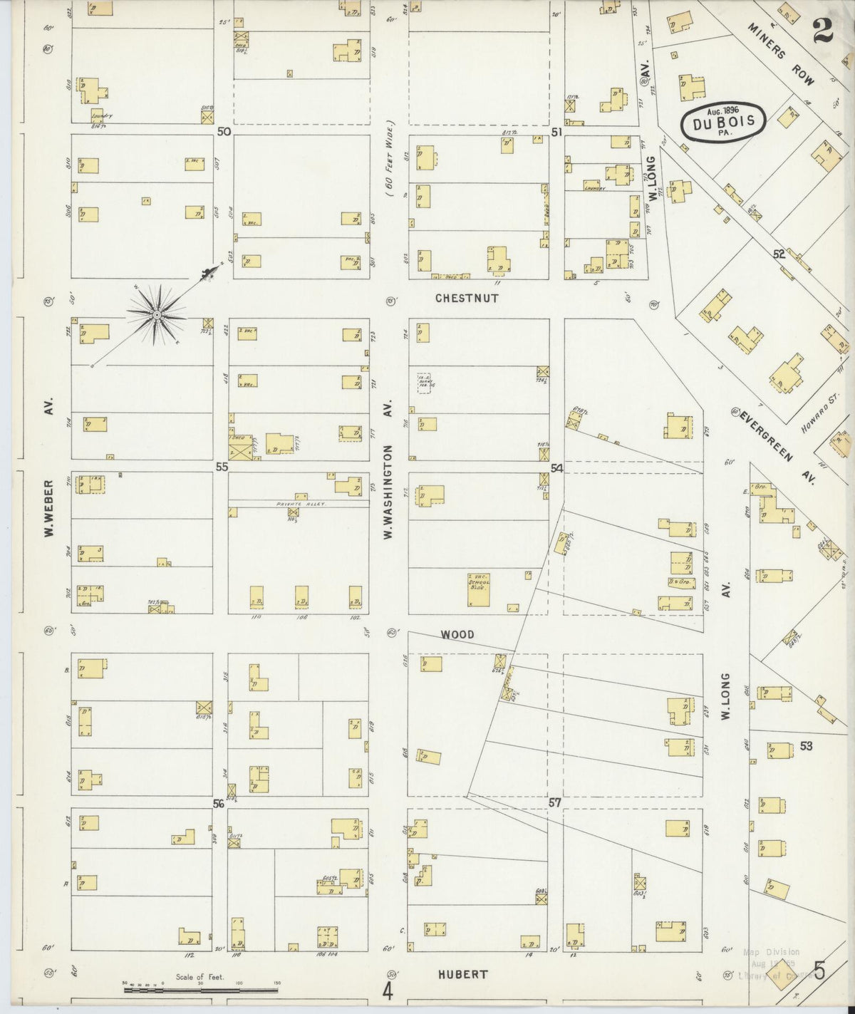 Sanborn Fire Insurance Map from Du Bois, Clearfield County, Pennsylvania (1896), Sheet #0002 - Complete Map Set gallery image, historic Sanborn map, vintage wall art, Pennsylvania Pennsylvania