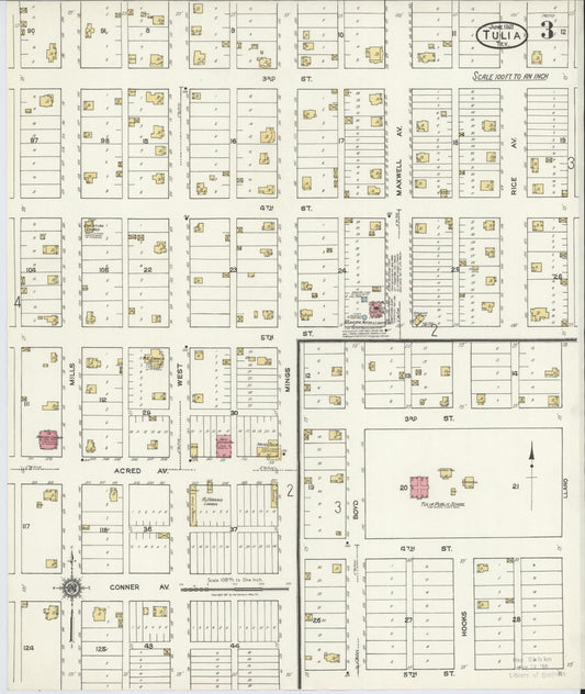 Sanborn Fire Insurance Map from Tulia, Swisher County, Texas (1921), Sheet #0003 - Historic Sanborn Fire Insurance Map Print, vintage old map wall art, antique decor, genealogy gift, Texas Texas map
