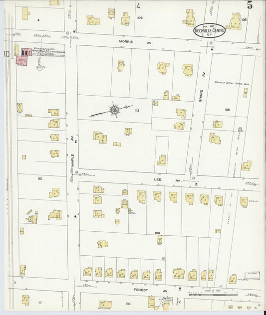 Sanborn Fire Insurance Map from Rockville Centre, Nassau County, New York (1910), Sheet #0005 - Historic Sanborn Fire Insurance Map Print, vintage old map wall art, antique decor, genealogy gift, New York New York map