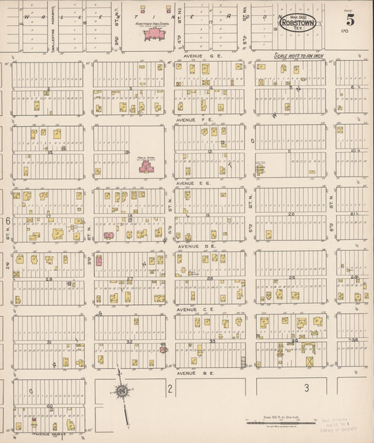 Sanborn Fire Insurance Map from Robstown, Nueces County, Texas (1922), Sheet #0005 - Historic Sanborn Fire Insurance Map Print, vintage old map wall art, antique decor, genealogy gift, Texas Texas map