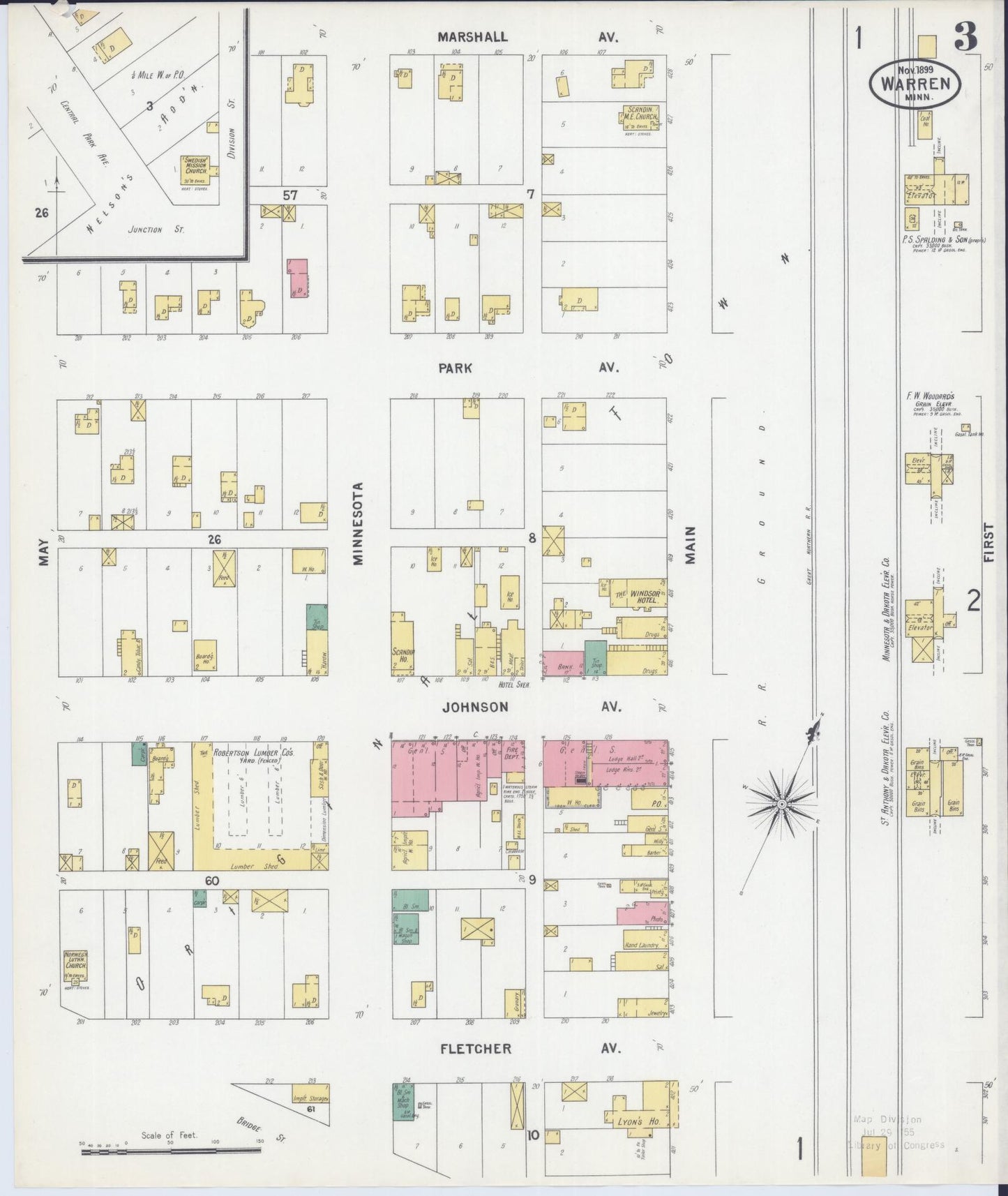 Sanborn Fire Insurance Map from Warren, Marshall County, Minnesota (1899), Sheet #0003 - Historic Sanborn Fire Insurance Map Print, vintage old map wall art, antique decor, genealogy gift, Minnesota Minnesota map