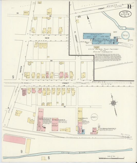 Sanborn Fire Insurance Map from Lititz, Lancaster County, Pennsylvania (1912), Sheet #0011 - Historic Sanborn Fire Insurance Map Print, vintage old map wall art, antique decor, genealogy gift, Pennsylvania Pennsylvania map