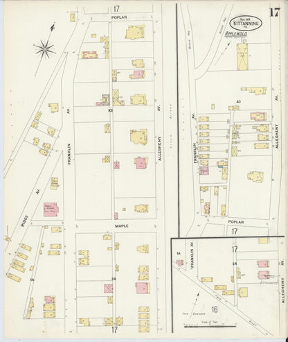 Sanborn Fire Insurance Map from Kittanning, Armstrong County, Pennsylvania (1909), Sheet #0017 - Complete Map Set gallery image, historic Sanborn map, vintage wall art, Pennsylvania Pennsylvania