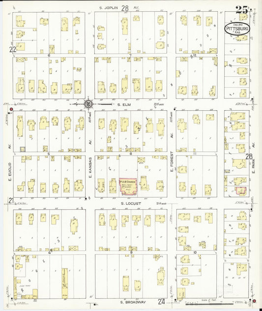 Sanborn Fire Insurance Map from Pittsburg, Crawford County, Kansas (1913), Sheet #0025 - Historic Sanborn Fire Insurance Map Print, vintage old map wall art, antique decor, genealogy gift, Kansas Kansas map