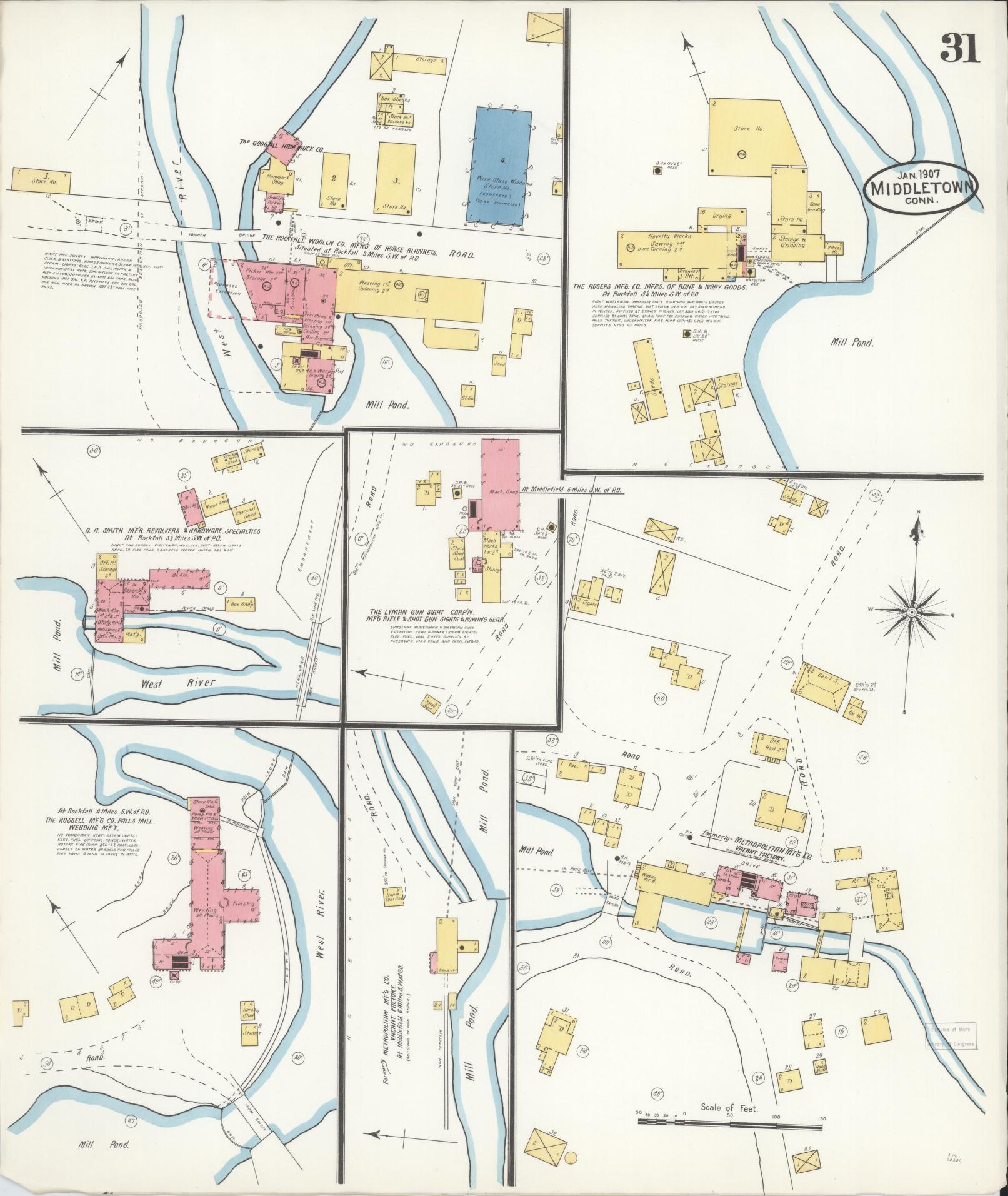 Sanborn Fire Insurance Map from Middletown, Middlesex County, Connecticut (1907), Sheet #0031 - Complete Map Set gallery image, historic Sanborn map, vintage wall art, Connecticut Connecticut