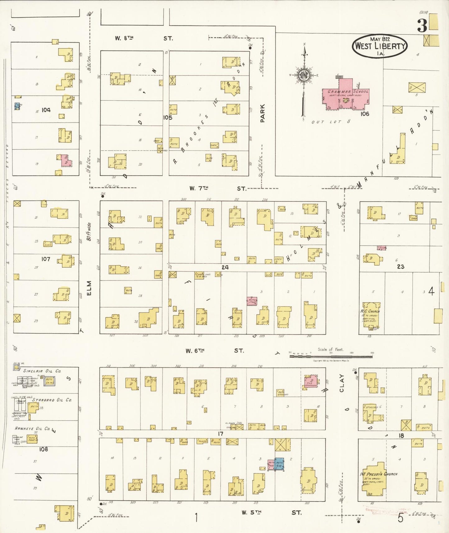 Sanborn Fire Insurance Map from West Liberty, Muscatine County, Iowa (1922), Sheet #0003 - Historic Sanborn Fire Insurance Map Print