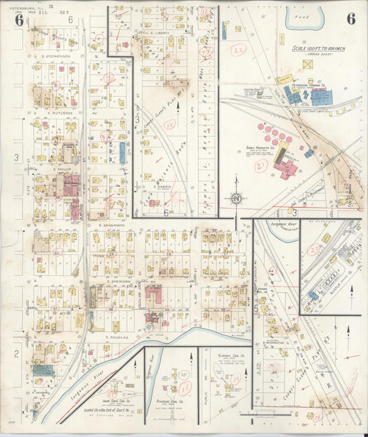 Sanborn Fire Insurance Map from Petersburg, Menard County, Illinois (1943), Sheet #0006 - Historic Sanborn Fire Insurance Map Print, vintage old map wall art, antique decor, genealogy gift, Illinois Illinois map