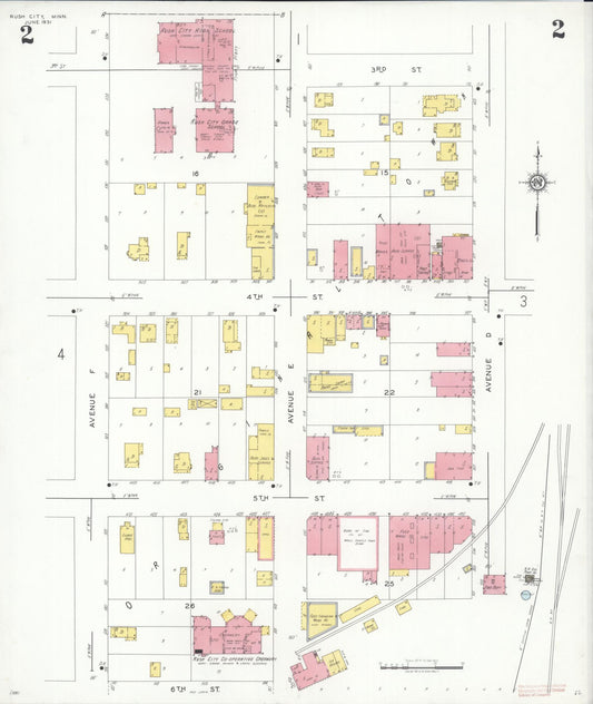 Sanborn Fire Insurance Map from Rush City, Chisago County, Minnesota (1931), Sheet #0002 - Historic Sanborn Fire Insurance Map Print, vintage old map wall art, antique decor, genealogy gift, Minnesota Minnesota map