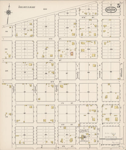 Sanborn Fire Insurance Map from Shiner, Lavaca County, Texas (1922), Sheet #0005 - Complete Map Set gallery image, historic Sanborn map, vintage wall art, Texas Texas