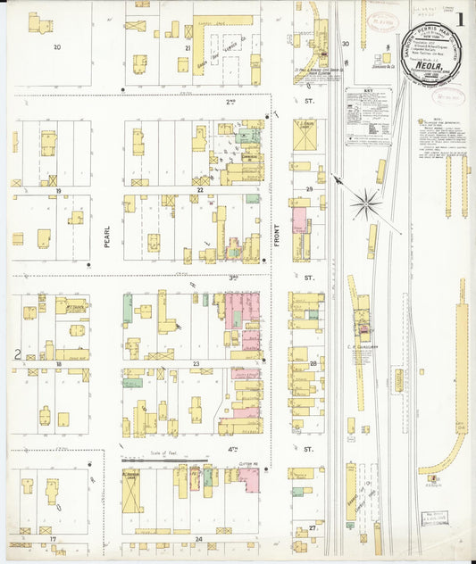 Sanborn Fire Insurance Map from Neola, Pottawattamie County, Iowa (1899), Sheet #0001 - Historic Sanborn Fire Insurance Map Print, vintage old map wall art
