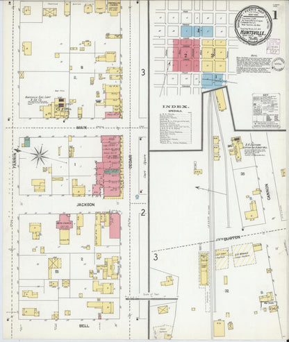 Sanborn Fire Insurance Map from Huntsville, Walker County, Texas (1901), Sheet #0001 - Complete Map Set gallery image, historic Sanborn map, vintage wall art, Texas Texas