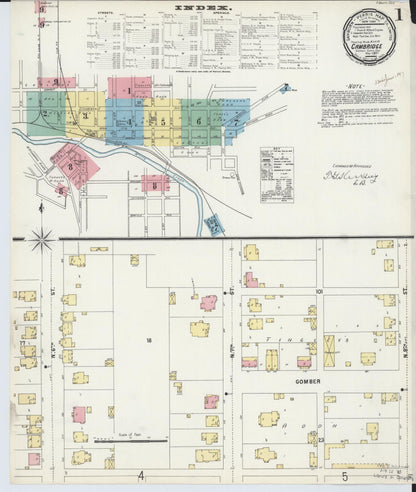 Sanborn Fire Insurance Map from Cambridge, Guernsey County, Ohio (1897), Sheet #0001 - Historic Sanborn Fire Insurance Map Print, vintage old map wall art, antique decor, genealogy gift, Ohio Ohio map