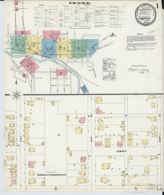 Sanborn Fire Insurance Map from Cambridge, Guernsey County, Ohio (1897), Sheet #0001 - Historic Sanborn Fire Insurance Map Print, vintage old map wall art, antique decor, genealogy gift, Ohio Ohio map
