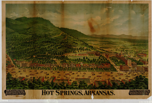 Hot Springs, Arkansas (1890) – Historic Bird’s-Eye View Panorama Print