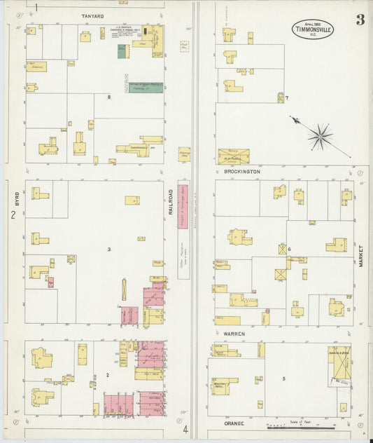 Sanborn Fire Insurance Map from Timmonsville, Florence County, South Carolina (1903), Sheet #0003 - Historic Sanborn Fire Insurance Map Print, vintage old map wall art, antique decor, genealogy gift, South Carolina South Carolina map