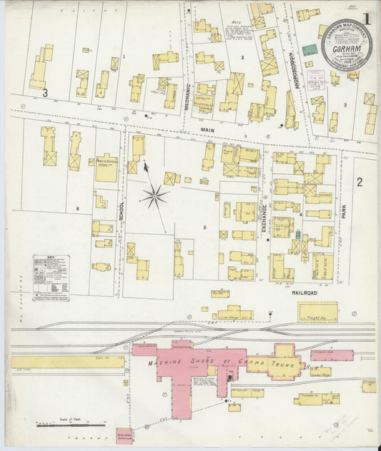 Sanborn Fire Insurance Map from Gorham, Coos County, New Hampshire (1902), Sheet #0001 - Complete Map Set gallery image, historic Sanborn map, vintage wall art, New Hampshire New Hampshire
