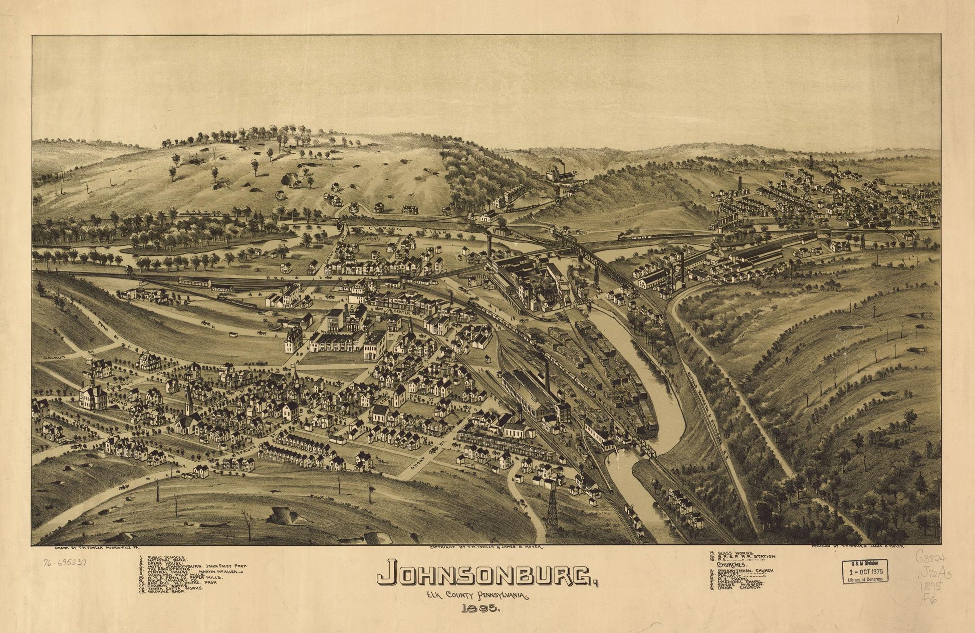 Johnsonburg, Elk County, Pennsylvania. (1895) – Historic Bird’s-Eye View Panorama Print