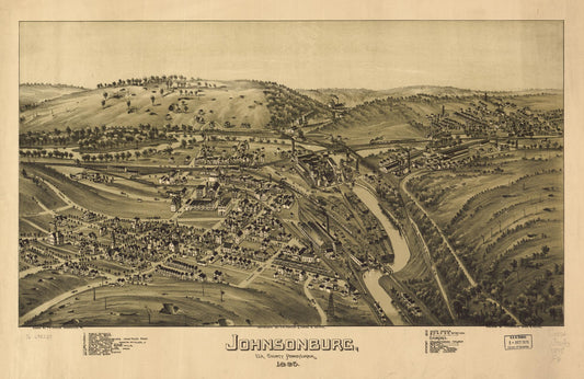 Johnsonburg, Elk County, Pennsylvania. (1895) – Historic Bird’s-Eye View Panorama Print