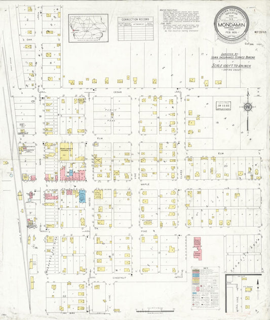 Sanborn Fire Insurance Map from Mondamin, Harrison County, Iowa (1935), Sheet #0001 - Historic Sanborn Fire Insurance Map Print, vintage old map wall art