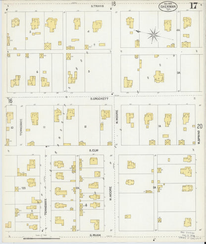 Sanborn Fire Insurance Map from Sherman, Grayson County, Texas (1902), Sheet #0017 - Complete Map Set gallery image, historic Sanborn map, vintage wall art, Texas Texas