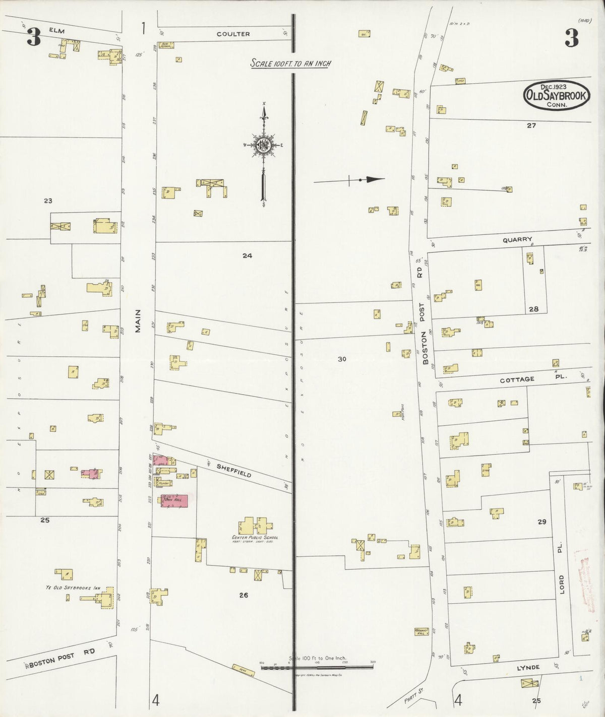 Sanborn Fire Insurance Map from Old Saybrook, Middlesex County, Connecticut (1923), Sheet #0003 - Historic Sanborn Fire Insurance Map Print, vintage old map wall art, antique decor, genealogy gift, Connecticut Connecticut map