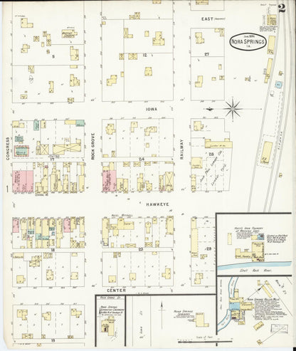 Sanborn Fire Insurance Map from Nora Springs, Floyd County, Iowa (1896), Sheet #0002 - Historic Sanborn Fire Insurance Map Print