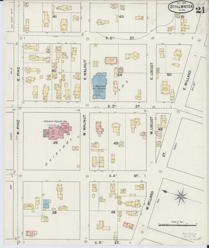 Sanborn Fire Insurance Map from Stillwater, Washington County, Minnesota (1888), Sheet #0021 - Historic Sanborn Fire Insurance Map Print, vintage old map wall art, antique decor, genealogy gift, Minnesota Minnesota map