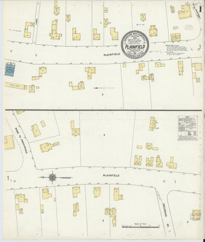 Sanborn Fire Insurance Map from Plainfield, Windham County, Connecticut (1911), Sheet #0001 - Complete Map Set gallery image, historic Sanborn map, vintage wall art, Connecticut Connecticut