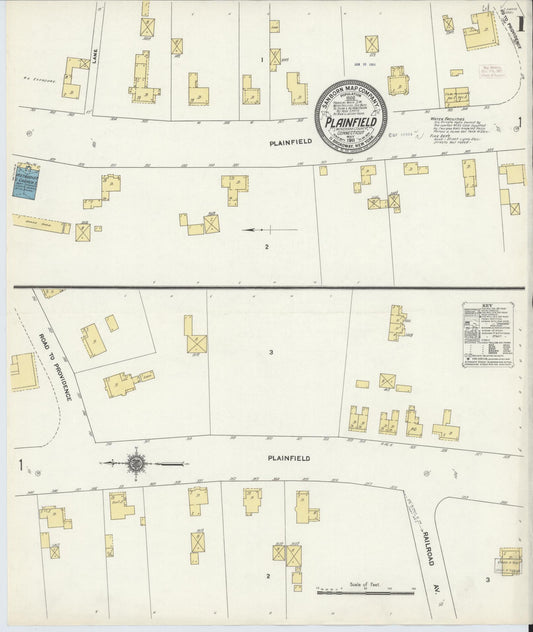 Sanborn Fire Insurance Map from Plainfield, Windham County, Connecticut (1911), Sheet #0001 - Complete Map Set gallery image, historic Sanborn map, vintage wall art, Connecticut Connecticut