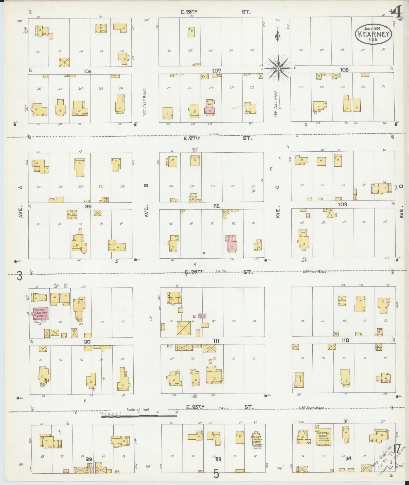 Sanborn Fire Insurance Map from Kearney, Buffalo County, Nebraska (1904), Sheet #0004 - Complete Map Set gallery image, historic Sanborn map, vintage wall art, Nebraska Nebraska