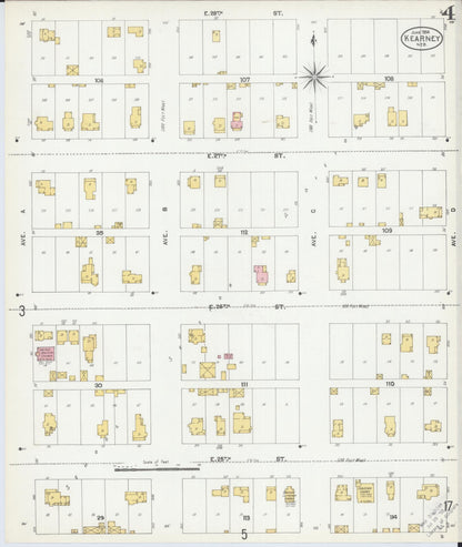 Sanborn Fire Insurance Map from Kearney, Buffalo County, Nebraska (1904), Sheet #0004 - Complete Map Set gallery image, historic Sanborn map, vintage wall art, Nebraska Nebraska