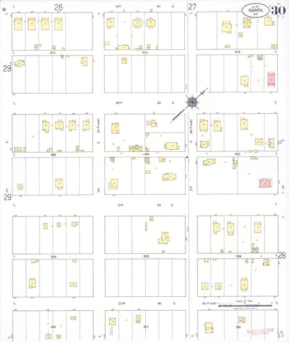 Sanborn Fire Insurance Map from Nampa, Canyon County, Idaho (1921), Sheet #0030 - Complete Map Set gallery image, historic Sanborn map, vintage wall art, Idaho Idaho