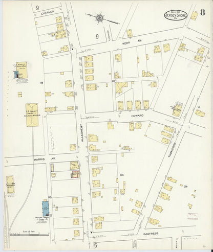 Sanborn Fire Insurance Map from Jersey Shore, Lycoming County, Pennsylvania (1913), Sheet #0008 - Complete Map Set gallery image, historic Sanborn map, vintage wall art, Pennsylvania Pennsylvania