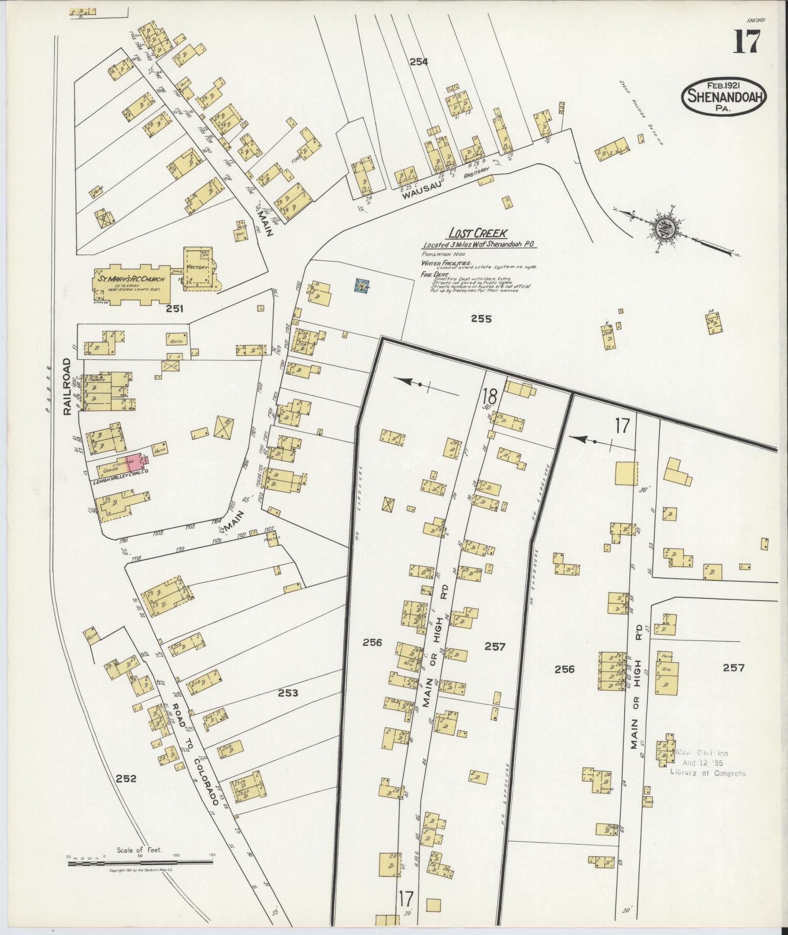 Sanborn Fire Insurance Map from Shenandoah, Schuylkill County, Pennsylvania (1921), Sheet #0017 - Complete Map Set gallery image, historic Sanborn map, vintage wall art, Pennsylvania Pennsylvania