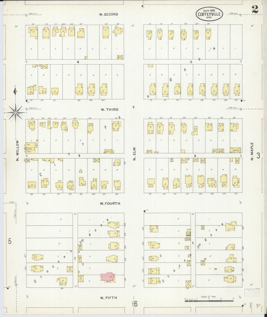 Sanborn Fire Insurance Map from Coffeyville, Montgomery County, Kansas (1908), Sheet #0002 - Historic Sanborn Fire Insurance Map Print, vintage old map wall art, antique decor, genealogy gift, Kansas Kansas map