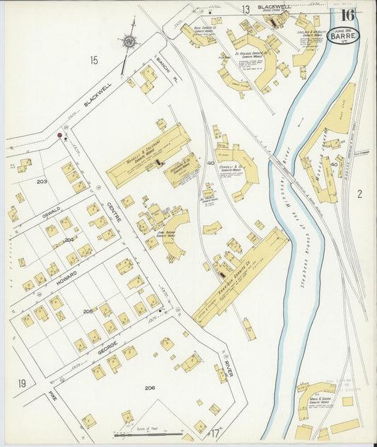 Sanborn Fire Insurance Map from Barre, Washington County, Vermont (1916), Sheet #0016 - Historic Sanborn Fire Insurance Map Print, vintage old map wall art, antique decor, genealogy gift, Vermont Vermont map