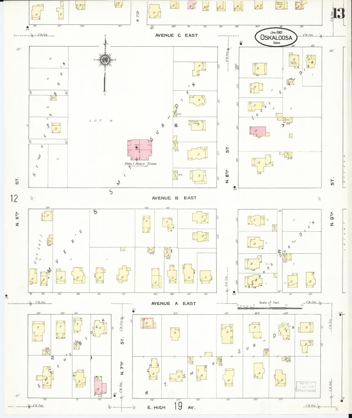 Sanborn Fire Insurance Map from Oskaloosa, Mahaska County, Iowa (1910), Sheet #0013 - Historic Sanborn Fire Insurance Map Print