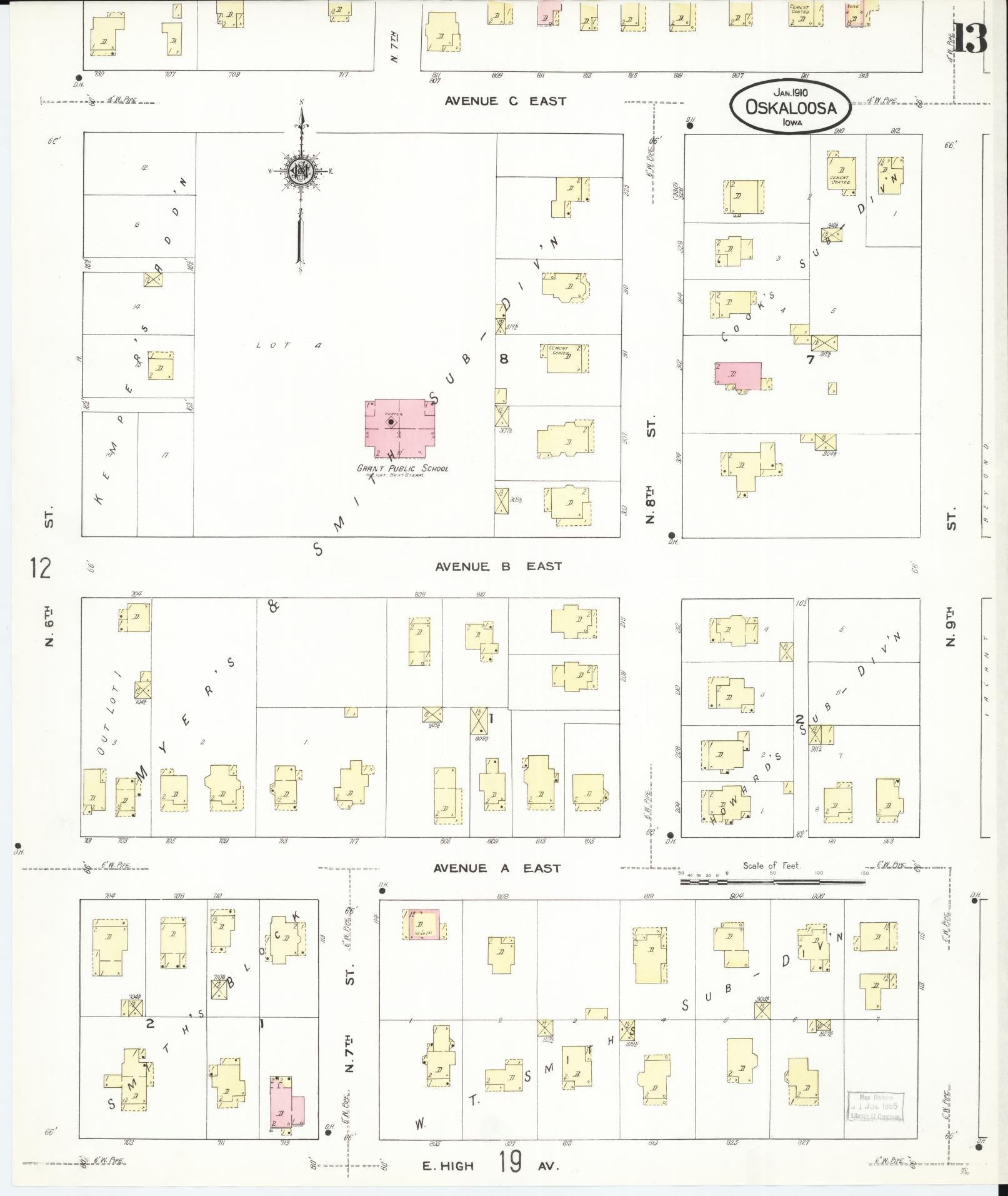 Sanborn Fire Insurance Map from Oskaloosa, Mahaska County, Iowa (1910), Sheet #0013 - Historic Sanborn Fire Insurance Map Print