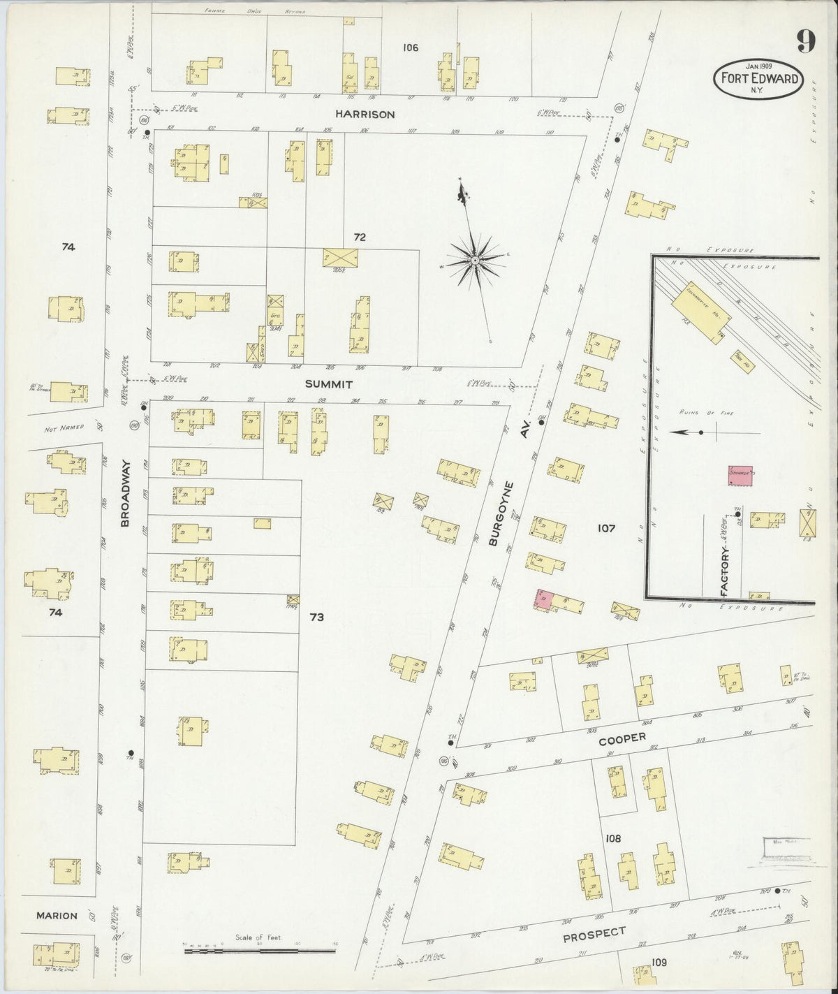 Sanborn Fire Insurance Map from Fort Edward, Washington County, New York (1909), Sheet #0009 - Complete Map Set gallery image, historic Sanborn map, vintage wall art, New York New York