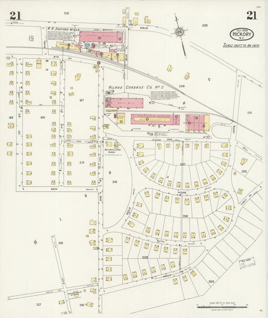 Sanborn Fire Insurance Map from Hickory, Catawba County, North Carolina (1925), Sheet #0021 - Historic Sanborn Fire Insurance Map Print, vintage old map wall art, antique decor, genealogy gift, North Carolina North Carolina map